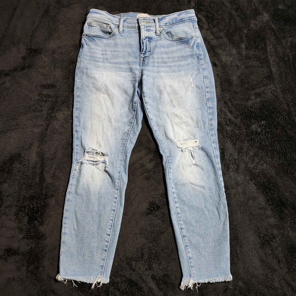 Lucky Brand Size 8 29A Womens Jeans Ava Skinny Raw Hem Distress Mid Rise Stretch